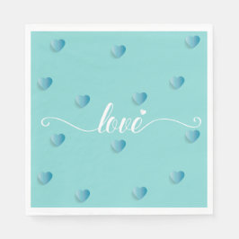 愛の水色の書道ハート スタンダードランチョンナプキン