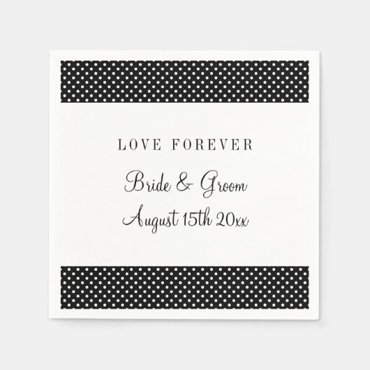 愛の永遠の白黒水玉模様結婚披露宴 スタンダードカクテルナプキン (正面)