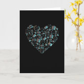 愛の法則 – ミニマリスト月の緑ハート カード (黄色い花)