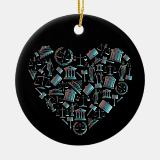 愛の法則 – ミニマリスト月の緑ハート セラミックオーナメント (正面)