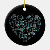 愛の法則 – ミニマリスト月の緑ハート セラミックオーナメント (裏面)