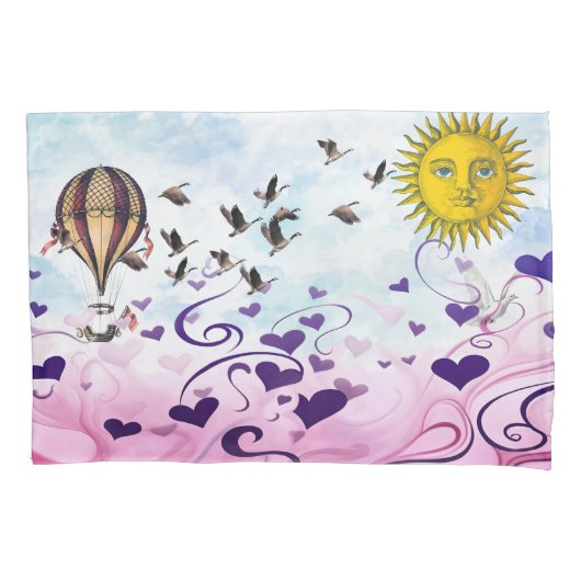 愛の海に熱気球が浮かぶ 枕カバー (正面)