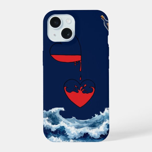 愛の海の抽象芸術フォンケース iPhone 15ケース (裏面)