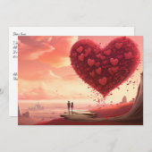 愛の海岸：手紙を書いて - バレンタインカード シーズンカード (正面/裏面)