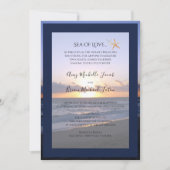 愛の海 |ビーチサンセットヒトデ結婚ィス 招待状 (正面)