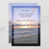 愛の海 |ビーチサンセットヒトデ結婚ィス 招待状 (正面/裏面)