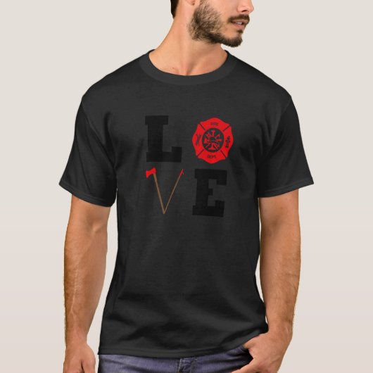 愛の消防士かわいい消防士のサポート Tシャツ (正面)