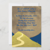 愛の溢れるニワトリのカップルと月が輝くウェディング 招待状 (裏面)