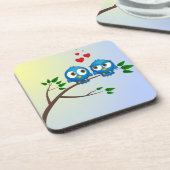 愛の漫画の可愛い青い鳥 コースター (左側)