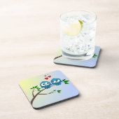 愛の漫画の可愛い青い鳥 コースター (右側)