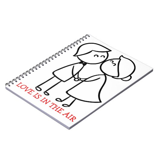 愛の漫画の白黒キスをするカップル結婚- ノートブック (左側)