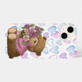 愛の漫画クマ花束の花 iPhoneケース (裏面横)