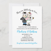 愛の牛のカップル花嫁と花婿結婚の 招待状 (正面)