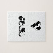 愛の牛、ハートの白黒の牛のプリント ジグソーパズル (横)