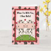 愛の牛 - Cow カード (黄色い花)