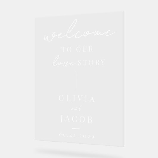 愛の物語へようこそモダン結婚 アクリルサイン (傾斜)