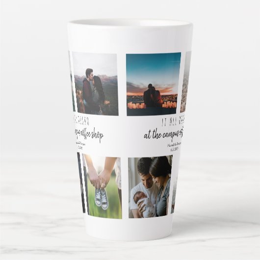 愛の物語を始めた場所フォトコラージュ カフェラテマグ (正面)