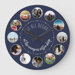 愛の物語を始めた場所フォトコラージュ ラージ壁時計