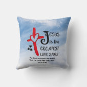 愛の物語クリスチャン素晴らしスの青いイエス クッション (裏面)