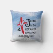 愛の物語クリスチャン素晴らしスの青いイエス クッション (正面)