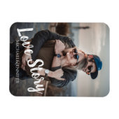 愛の物語、モダンスクリプスタイリッシュト、結婚写真 マグネット (横)