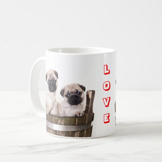 愛の犬の犬の木の木箱のバレルのコーヒー コーヒーマグカップ (正面左)