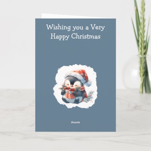 愛の甥のペンギンと灰色のクリスマス シーズンカード (裏面)