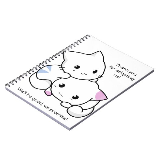 愛の男の子および女の子の子ネコのかわいいスケッチ ノートブック (左側)