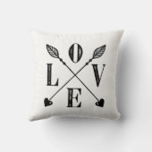 愛の矢の黒と白の枕 クッション (裏面)