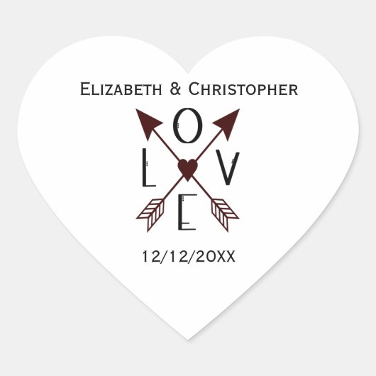 愛の矢をパーソナライズ結婚婚約 ハートシール (正面)