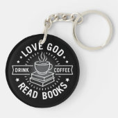 愛の神コーヒーを飲む読コーヒーブック愛好家ヴィンテージ キーホルダー (裏面)