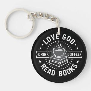 愛の神コーヒーを飲む読コーヒーブック愛好家ヴィンテージ キーホルダー
