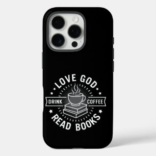 愛の神コーヒーを飲む読コーヒーブック愛好家ヴィンテージ iPhone 16 PROケース