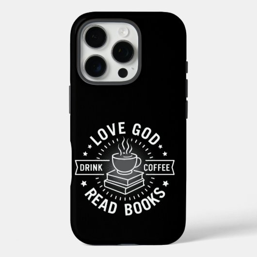 愛の神コーヒーを飲む読コーヒーブック愛好家ヴィンテージ Case-Mate iPhoneケース (裏面)