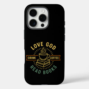 愛の神コーヒーを飲む読コーヒーブック愛好家ヴィンテージ iPhone 16 PROケース