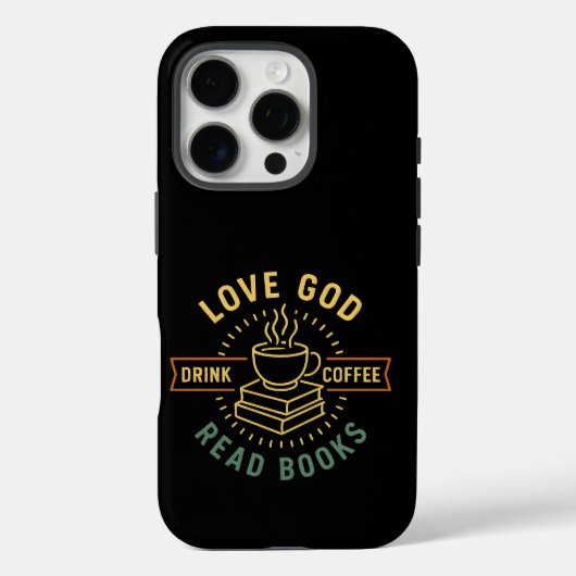 愛の神コーヒーを飲む読コーヒーブック愛好家ヴィンテージ Case-Mate iPhoneケース (裏面)