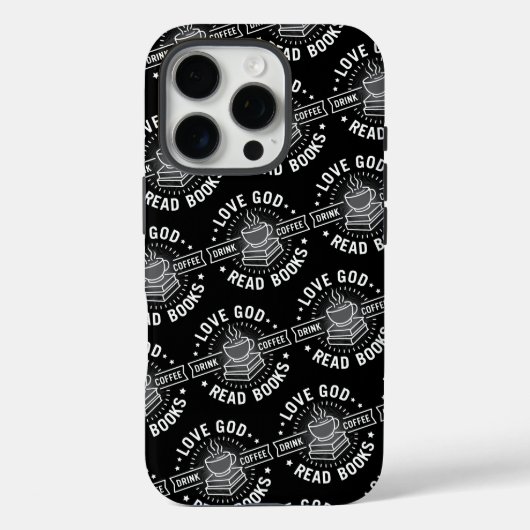 愛の神コーヒーを飲む読コーヒーブック愛好家ヴィンテージ Case-Mate iPhoneケース (裏面)