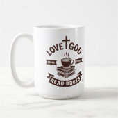 愛の神コーヒーを飲読む本クリスチャンヴィンテージ コーヒーマグカップ (左)