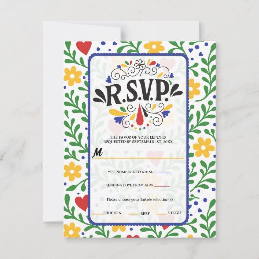 愛の祭り 菜の花 結婚式 RSVP カード (正面)