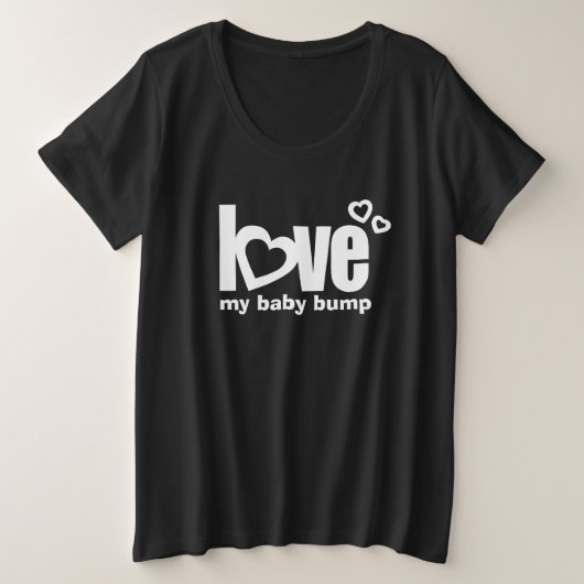 愛の私のベビーバンプホワイトアウト妊婦のティー プラスサイズTシャツ (デザイン正面)