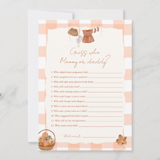 愛の秋推測の誰のママまたはパパ赤ちゃんシャワー 招待状 (正面)