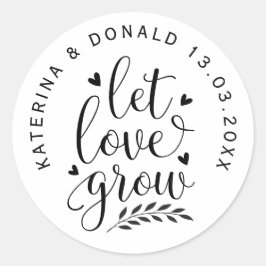 愛の種を育て結婚る丸いクラシックステッカー ラウンドシール