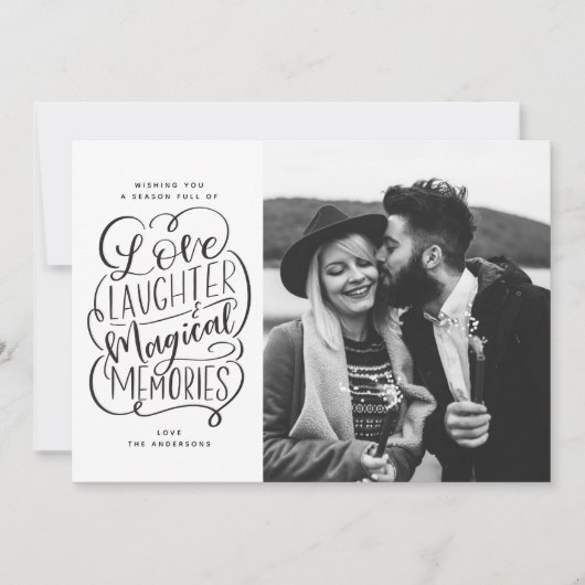 愛の笑い魔法の思い出ホリディフォトカード シーズンカード (正面)