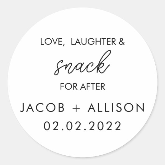愛の笑い&スナック優雅な結婚式の好意 ラウンドシール (正面)