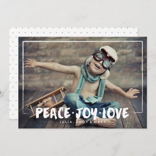 愛の筆致 ホリデー フォト カード (正面/裏面)