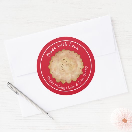 愛の素朴アップルパイステッカーで作った ラウンドシール (封筒)