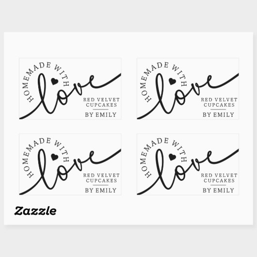 愛の素朴台本ハートグッズと自家製焼いた品 長方形シール (シート)