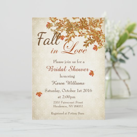 愛の素朴秋ブライダルシャワー招待状 招待状 (スタンド正面)