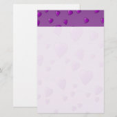 愛の紫のパターンハート。 便箋 (正面/裏面)