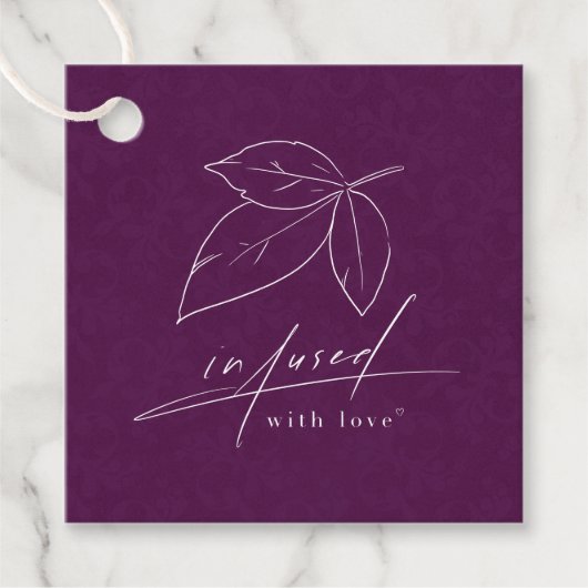 愛の紫の書道線芸術の葉を注入 フェイバータグ (正面)